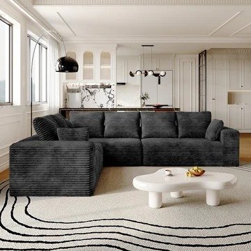 Modern Statement Sofas: Ribbed Texture and Metal Legs for Contemporary Living Spaces