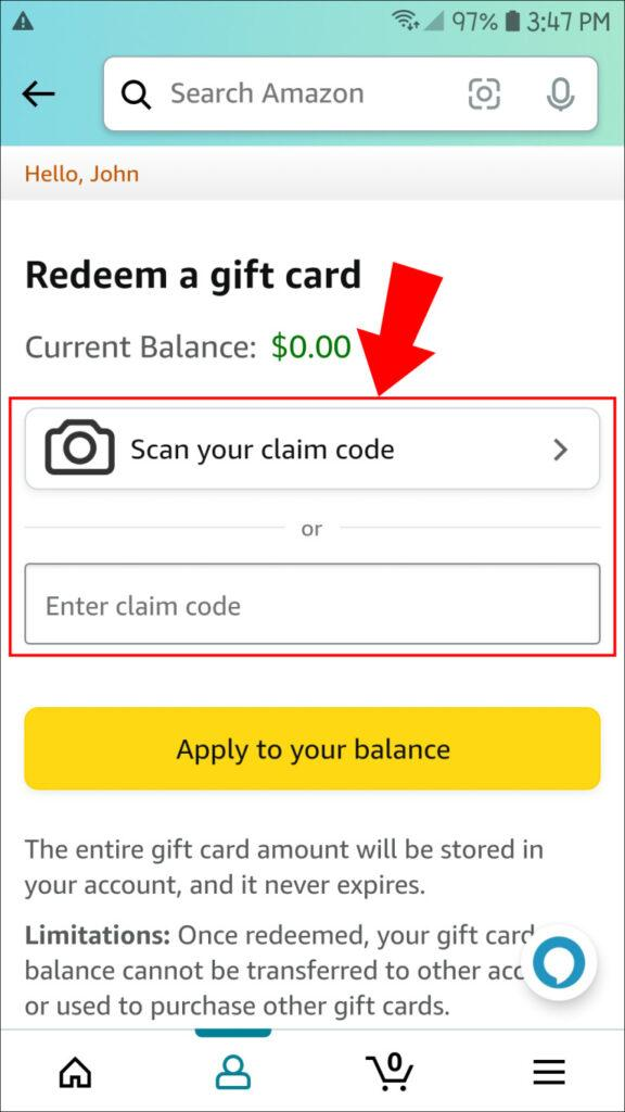 Amazon Gift Card Redeem
