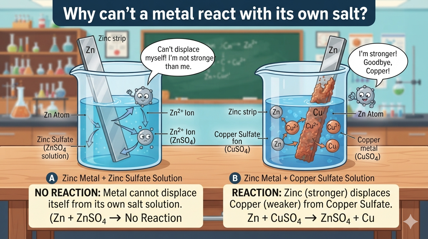 Why Cannot Each Metal React to Its Own Salt